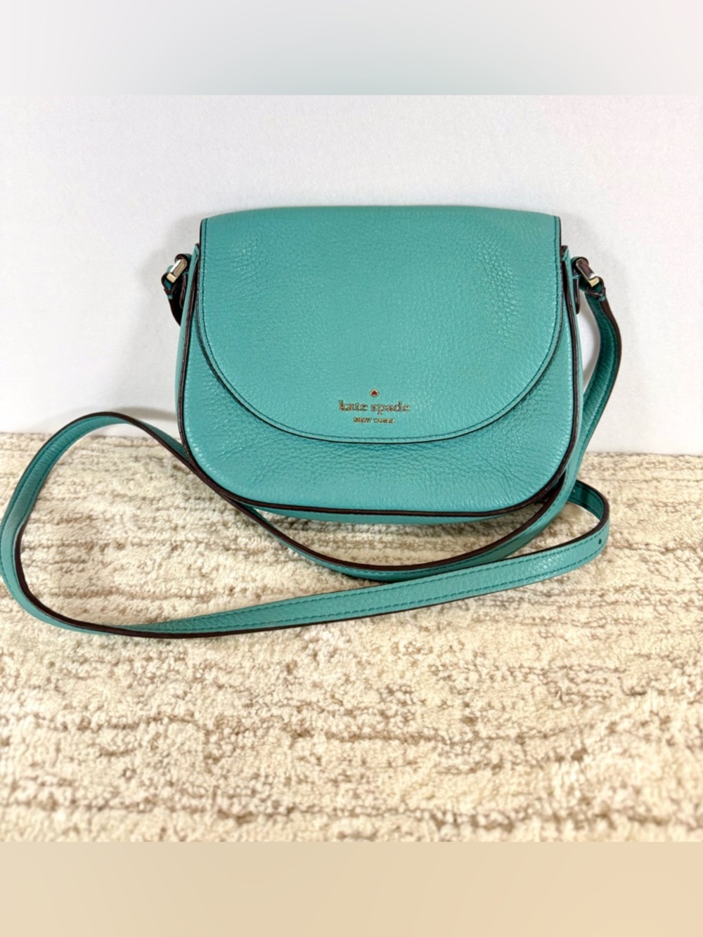 Kate Spade Leila Mini Flap Crossbody Bag, Pebbled, New York Blue